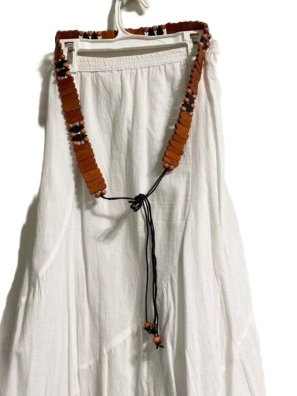 Wooden Tile Boho Bohemian Gypsy Waist Tie Belt One Size Fits Most
